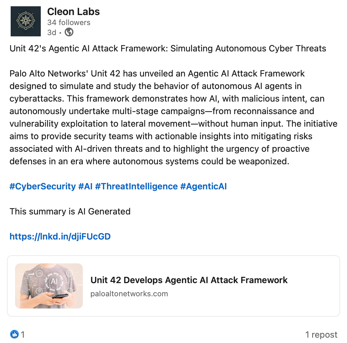 Example of the final post published on LinkedIn.